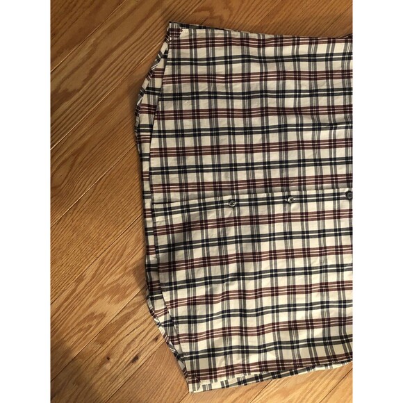 Michael Kors Short Sleeve Button Up Shirt Large Blue Maroon Stripes NWOT - Picture 3 of 6